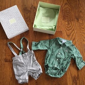 Janie and Jack button up and suspender combo